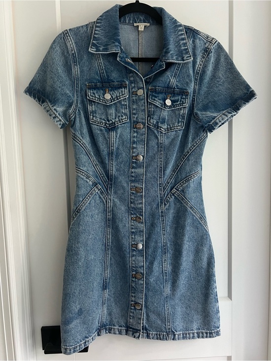 Pilcro Dresses & Skirts - Pilcro Short-Sleeve Denim Mini Dress - Light Blue